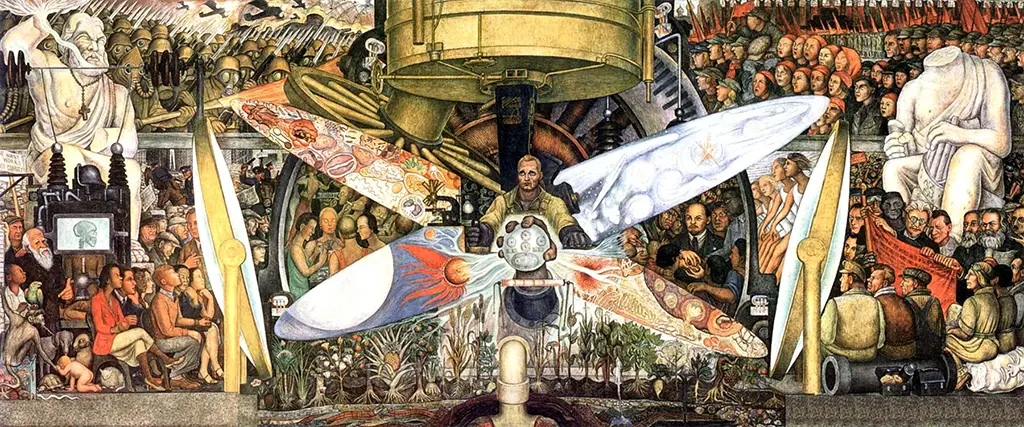 Man at the Crossroads in Detail Diego Rivera
